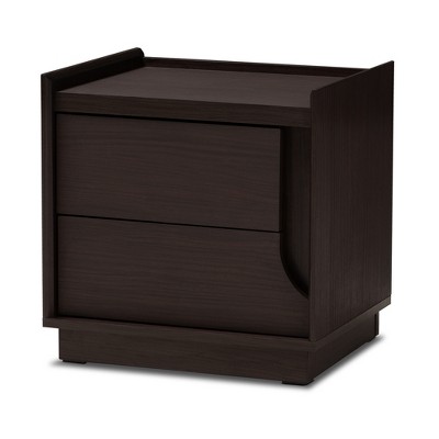 Larsine Finished 2 Drawer Nightstand Brown - Baxton Studio
