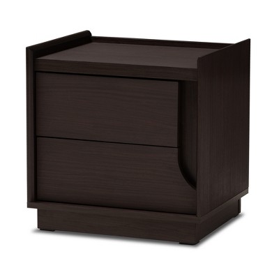 Larsine Finished 2 Drawer Nightstand Brown - Baxton Studio