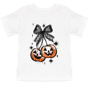 Coquette Pumpkin Cherries - Youth Short Sleeve Graphic T-Shirt and Toddler Short Sleeve Graphic T-Shirt - 1 of 3