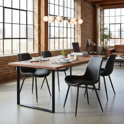 Homy Casa Set of 6 Black Faux Leather Dining Chairs with Metal Legs for Kitchen or Dining Room