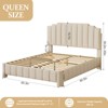 Boucle Bed Frame with Adjustable Headboard, Upholstered Platform Bed Frame, Solid Wood Slats, No Box Spring Needed - 3 of 4
