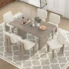 7 Piece Dining Set, Dining Set Solid Wood, Dining Table Set For 6 With Upholstered Chairs And Designed Trestle Base For Kitchen-Cuddlewood - 2 of 4