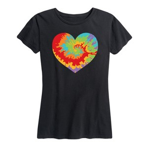 Women's - Instant Message - Tie Dye Heart Short Sleeve Graphic T-Shirt - 1 of 4