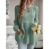 Women's Elegant Long - Sleeve Blouse, Charming Tiered Tunic Top with Keyhole Neck for Work, Date, and Casual Wear - 3 of 4