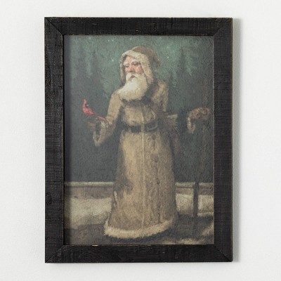 24" Sullivans Olde World Santa Christmas Wall Art, Multicolor, Indoor Christmas Decor