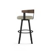 Amisco Lars Upholstered Barstool Greige/Black: Faux Leather, Steel Frame, 30" Fixed Height - 2 of 4