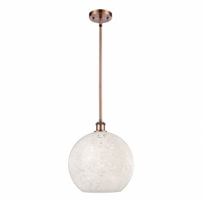 White Mouchette - 1 Light Stem Hung Pendant In Modern Style-13.5 Inches Tall and 12 Inches Wide