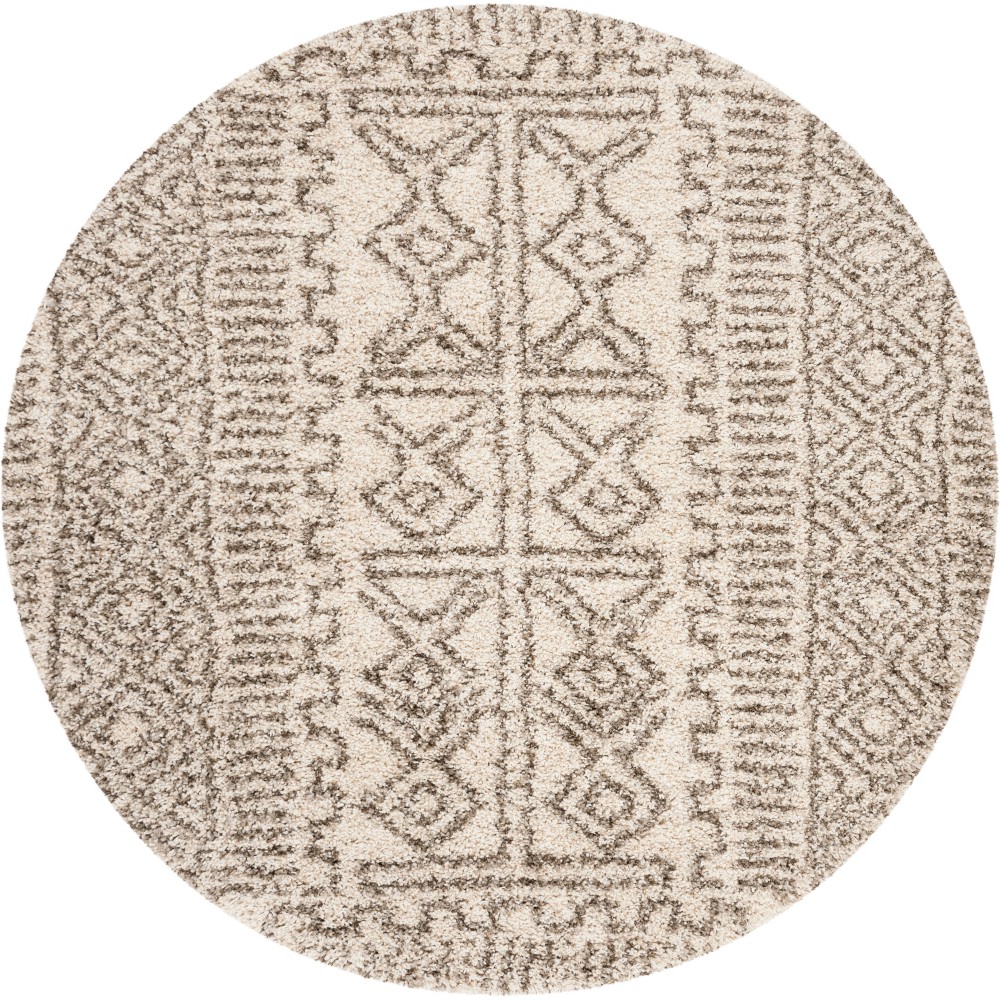 5' Geometric Design Loomed Round Area Rug Ivory/Gray - Safavieh