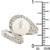 Slickblue Women's Baroque Pearl Cocktail Ring - 10mm White Shell Pearl with Clear Cubic Zirconia, Sizes 5-10 - 3 of 4