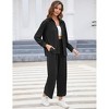 Women's Summer Casual Two-Piece Set with Wide Leg Pants and Button Down Shirt - 3 of 4