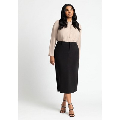 ELOQUII Women's Plus Size The 365 Semi Stretch Midi Column Skirt