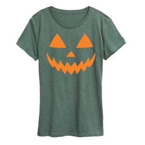 Women's - Instant Message - Pumpkin Face 1 Short Sleeve Graphic T-Shirt - 1 of 4