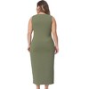 Agnes Orinda Women's Plus Size Elegant Knit Side Slit Tank Midi Ruched Sleeveless Bodycon Dresses - image 4 of 4