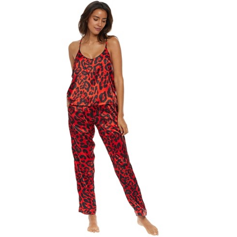 Plus Leopard Print Polka Dot Lace Trim Camisole & Pants Pajama Set