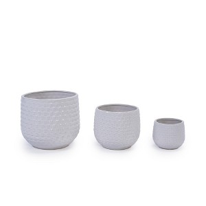 NAYSAYE Planter Set of 3 Ceramic Flowerpot Sleek Glossy Design for Indoor Outdoor Garden, Matte White, 9.5"*9.5"*8.1" - 1 of 4