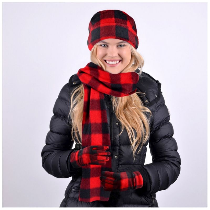Buffalo Checks Plaid Gloves Scarf Hat Winter Set For Women, 4 of 5