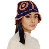 Anna-Kaci Women's Crochet Bucket Hat Retro Sunburst Pattern Knit Handmade Foldable Floppy Beach Hat - 3 of 4