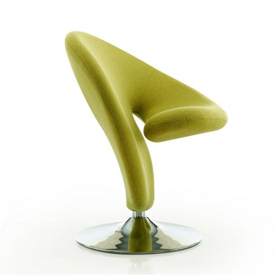 Green Wool Blend Swivel Accent Chair with Chrome Base