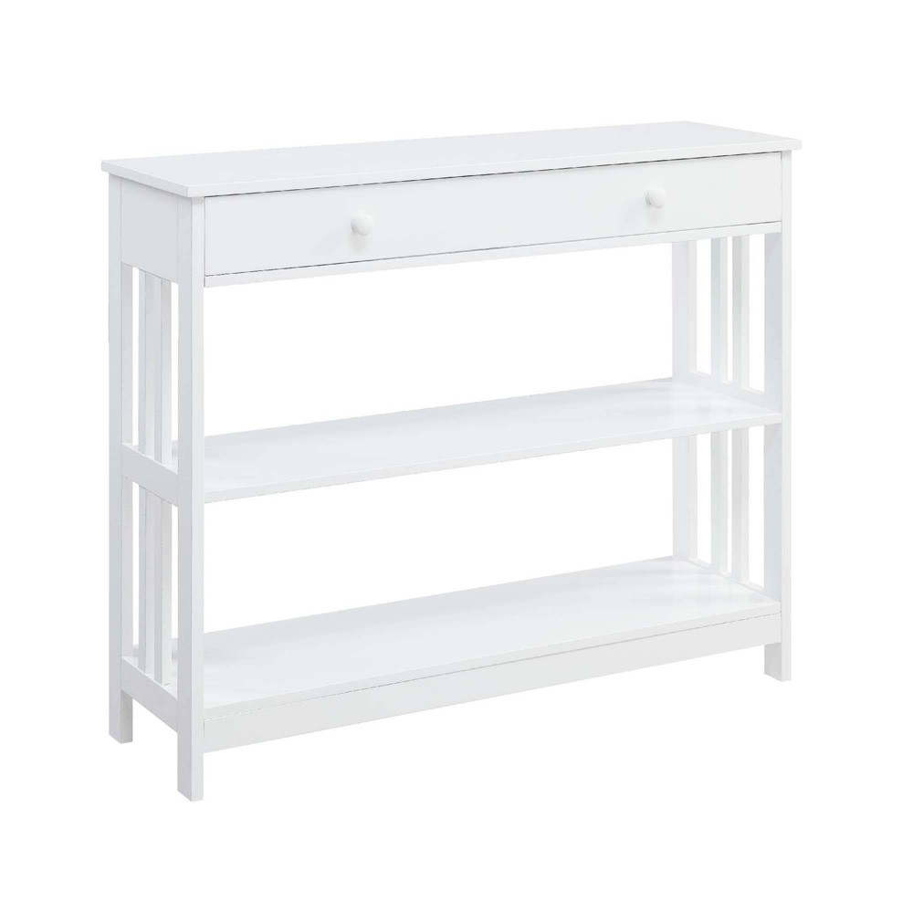 Mission 1 Drawer Console Table White - Breighton Home: Nautical Style, MDF & Hardwood, Spot Clean