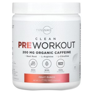 Type Zero Clean Pre Workout (11.3 oz, Fruit Punch) + Beet Root + L-Arginine + L-Citrulline, 2G Arginine, L-Citrulline Malate, Beta A, Sugar Free, - 1 of 2