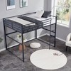 MAYEERTY Twin Size Metal Loft Bed, Loft Bed Frame with Safety Guard Rails & Flat Ladder, for Kids Teens Adults, Black - 3 of 4