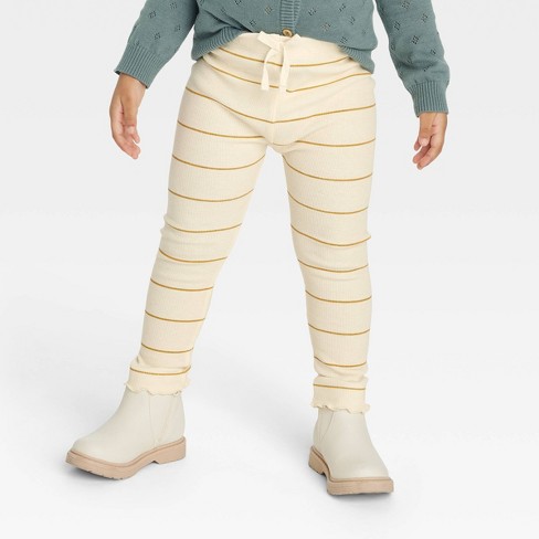 Grayson Collective Toddler Girls' Striped Ribbed Leggings - White 2t :  Target