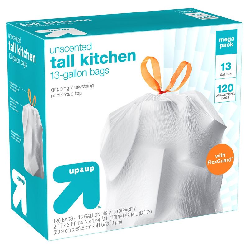 FlexGuard Tall Kitchen Drawstring Trash Bags - Unscented - 13 Gallon - up & up™, 2 of 8