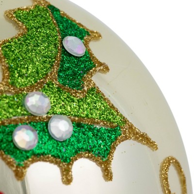 4" Red and Gold Glittered Poinsettia Glass Christmas Ornament
