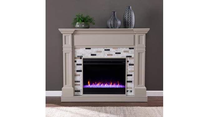 Talsham Fireplace with Marble Surround Gray - Aiden Lane, 2 of 15, play video