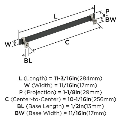 Overton 11" Brushed Nickel and Black Bar Pull