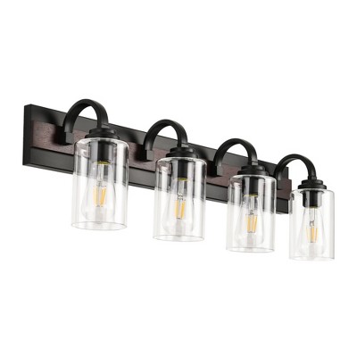 PAKOKULA 4-Light Black Bathroom Vanity Light with Clear Glass Shades