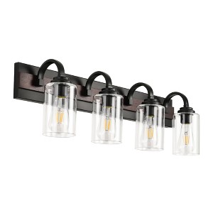 PAKOKULA 4-Light Black Bathroom Vanity Light with Clear Glass Shades - 1 of 4