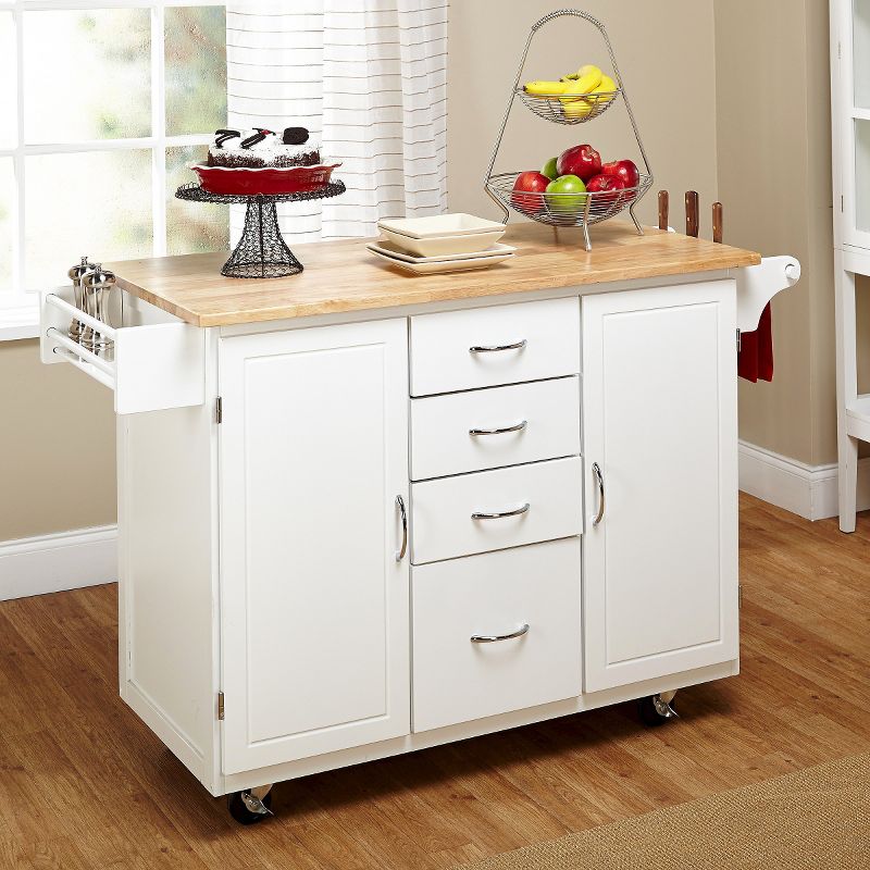 Cottage Country Wood Top Kitchen Cart White - Buylateral, 5 of 7