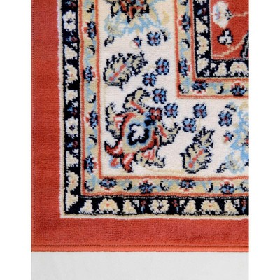 Terracotta and Ivory 9' x 12' Easy-Care Synthetic Area Rug