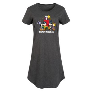 Women's Peanuts Boo Crew Graphic T-shirt Dress - Heather Charcoal - 4X - 1 of 4