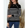 Whizmax Striped Long Sleeve Crew Neck Ribbed Knit Side Slit Oversized Pullover Sweater Jumper Top - 4 of 4