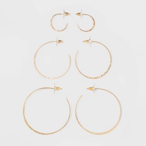 Trio Hoop Earrings - Universal Thread Light Gold, Women