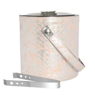 Sol Living 3 Qt. Double Wall Stainless Steel Ice Bucket Includes Tongs and Lid