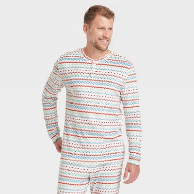 Image of Men's Fair Isle Print Snuggly Soft Holiday Matching Family Pajama Shirt - Wondershop™ White L