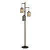 Wave Design Rubbed Bronze Finish Tree Floor Lamp - StyleCraft: Adjustable Head Tilt, 3 Linen Shades, UL Listed - 3 of 4