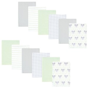 Hudson Baby Cotton Flannel Burp Cloths 12pk, Leafy Elephant, One Size - 1 of 4