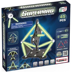 Tinamiri Supermag - Glow 45 - Magnetic Building Set, Educational construction fun, 45 piece set, Magnet Toys, 0666 - 1 of 4