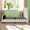 Queen Size Upholstered Platform Bed with 51" Wingback Headboard, Linen Fabric, Wood Slats, No Box Spring Needed - 2 of 4