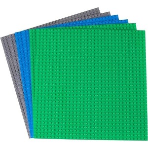 Strictly Briks Classic Stackable Baseplates, For Building Bricks, Bases for Tables, Mats, and More, Nature Colors, 6 Pack, 10x10 Inches - 1 of 4