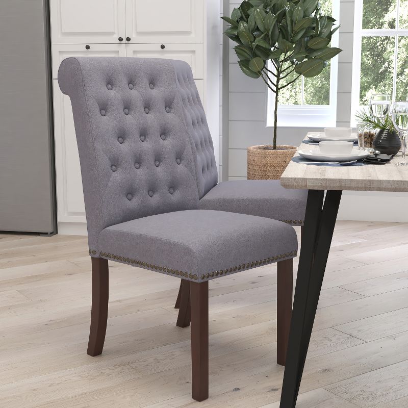Merrick Lane Upholstered Parsons Chair with Nailhead Trim, 3 of 16