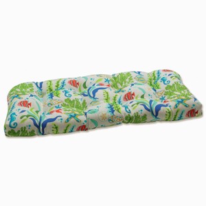 Outdoor/Indoor Wicker Loveseat Cushion Coral Bay Blue - Pillow Perfect - 1 of 4