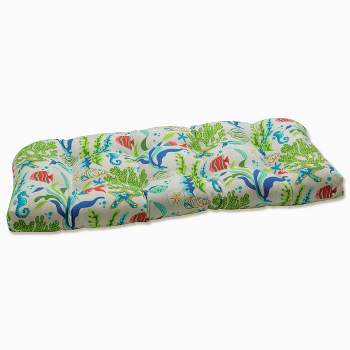 Outdoor/Indoor Wicker Loveseat Cushion Coral Bay Blue - Pillow Perfect
