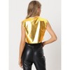 Allegra K Women's Round Neck Party Sleeveless Holographic Crop Metallic Tank Top - 3 of 4