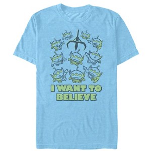 Men's Toy Story Squeeze Alien Want to Believe T-Shirt - 1 of 3