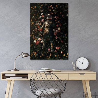 Astronaut in Floral Field Giclée Canvas Wall Art